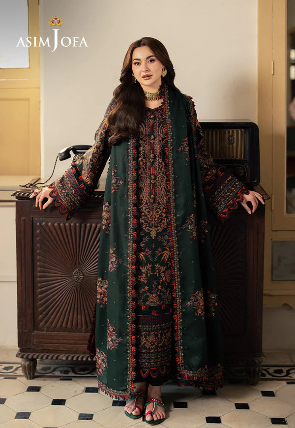 ASIM JOFA - 3PC Lawn Embroidered Shirt with Chiffon Dupatta (Unstitched) - RN-2422