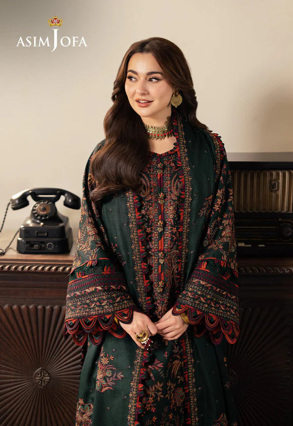 ASIM JOFA - 3PC Lawn Embroidered Shirt with Chiffon Dupatta (Unstitched) - RN-2422