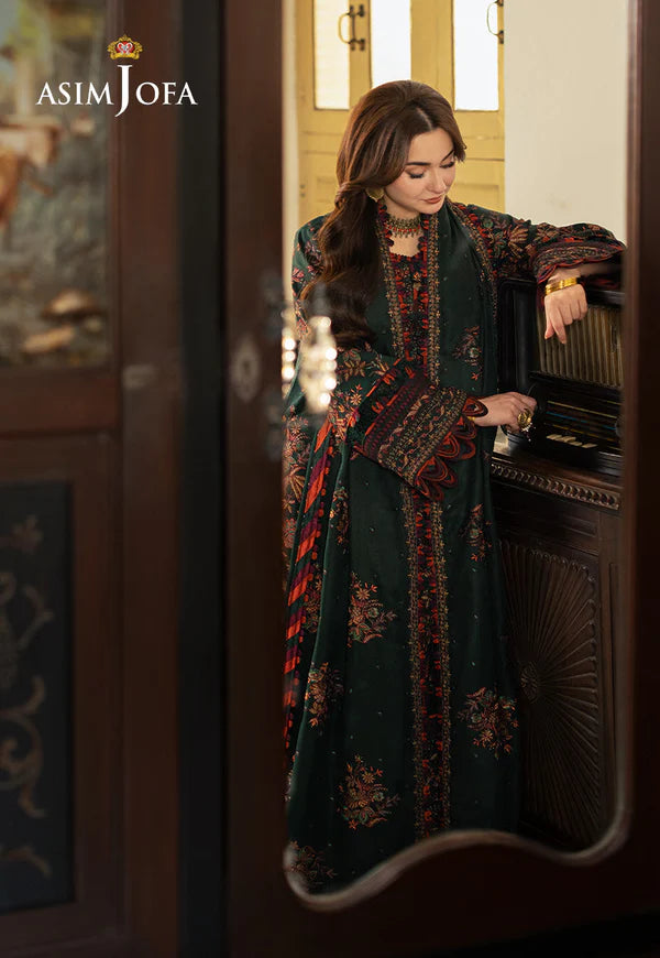ASIM JOFA - 3PC Lawn Embroidered Shirt with Chiffon Dupatta (Unstitched) - RN-2422