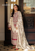 ASIM JOFA-3PC Unstitched Dhanak Embroidered Shirt with Dhanak Embroidered Dupatta and Trouser -DN1825