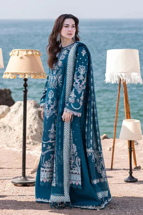 MARIA B  - 3PC Lawn Embroidered Shirt with Printed Chiffon Dupatta (Unstitched) - RN-2443