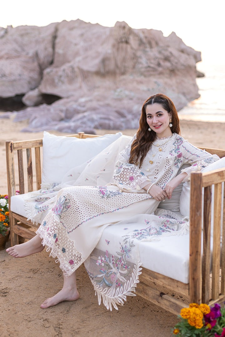Qalamqar- 3PC Lawn Embroidered Shirt with Chiffon Dupatta (Unstitched) - RN-2421