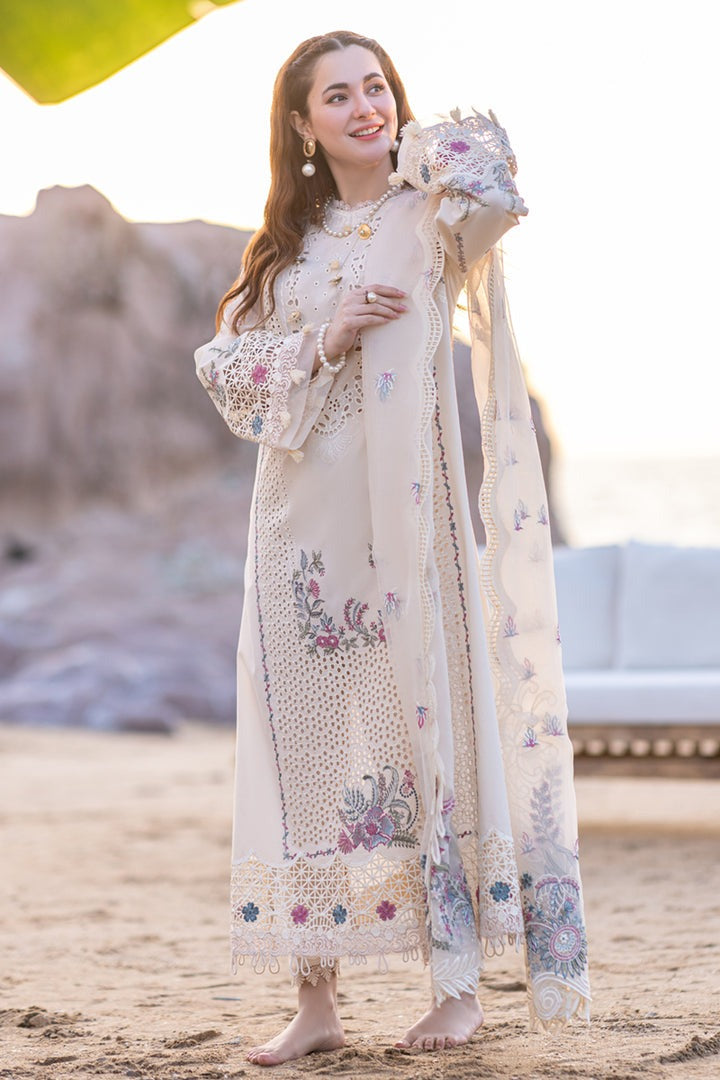 Qalamqar- 3PC Lawn Embroidered Shirt with Chiffon Dupatta (Unstitched) - RN-2421