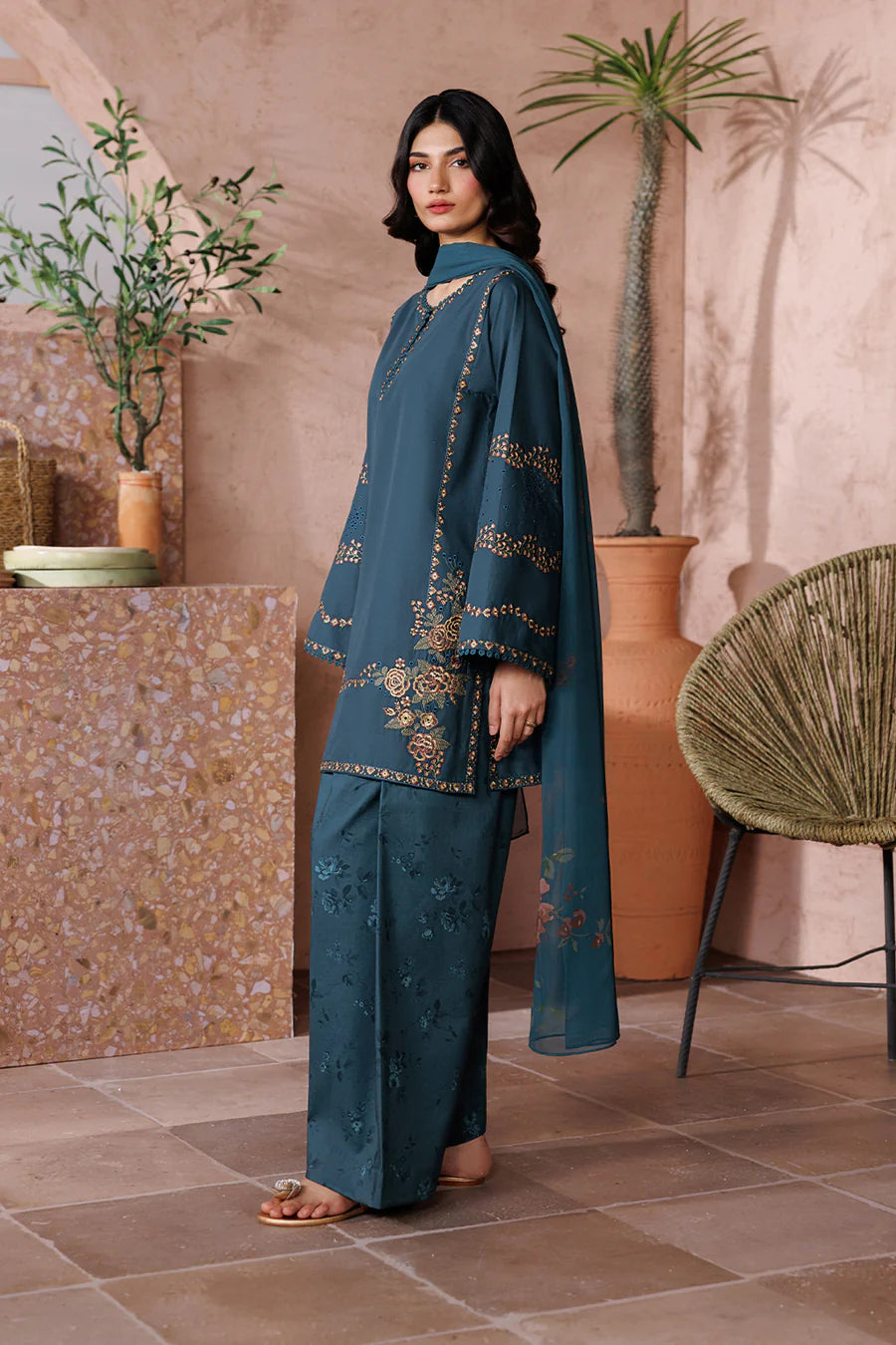 REENA- 3PC Lawn Shirt with Dupatta and trouser (unstitched) - RN-2463