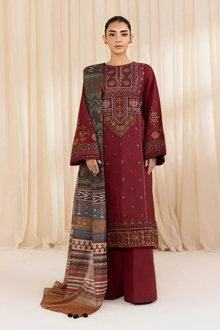 IZNIK- 3PC Lawn Embroidered Shirt with Chiffon Dupatta (Unstitched) - RN-2440