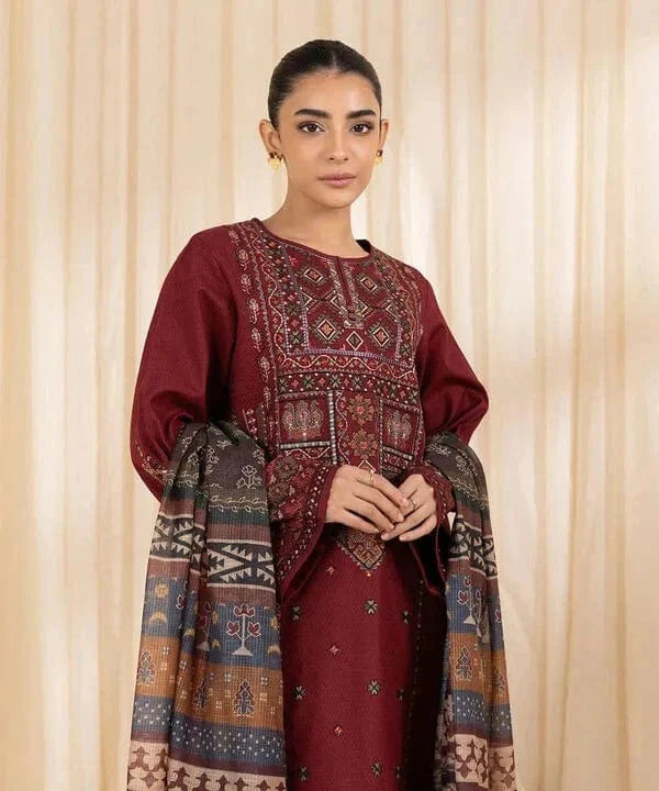 IZNIK- 3PC Lawn Embroidered Shirt with Chiffon Dupatta (Unstitched) - RN-2440