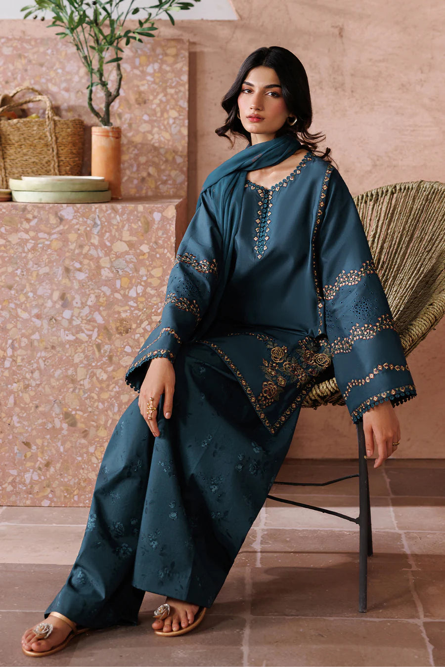 REENA- 3PC Lawn Shirt with Dupatta and trouser (unstitched) - RN-2463