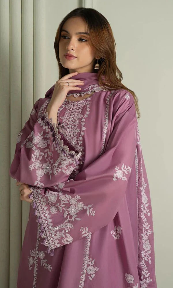 CROSS STITCH - 3PC Lawn Embroidered Shirt with Printed Chiffon Dupatta (Unstitched) - RN-2433