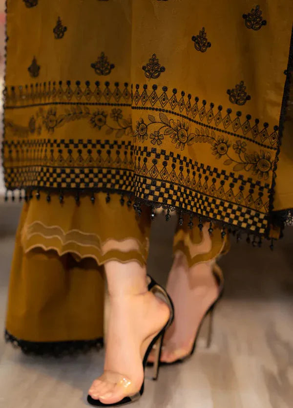 LIBBAS - 3PC Lawn Embroidered Shirt with Chiffon Dupatta (Unstitched) - RN-2423