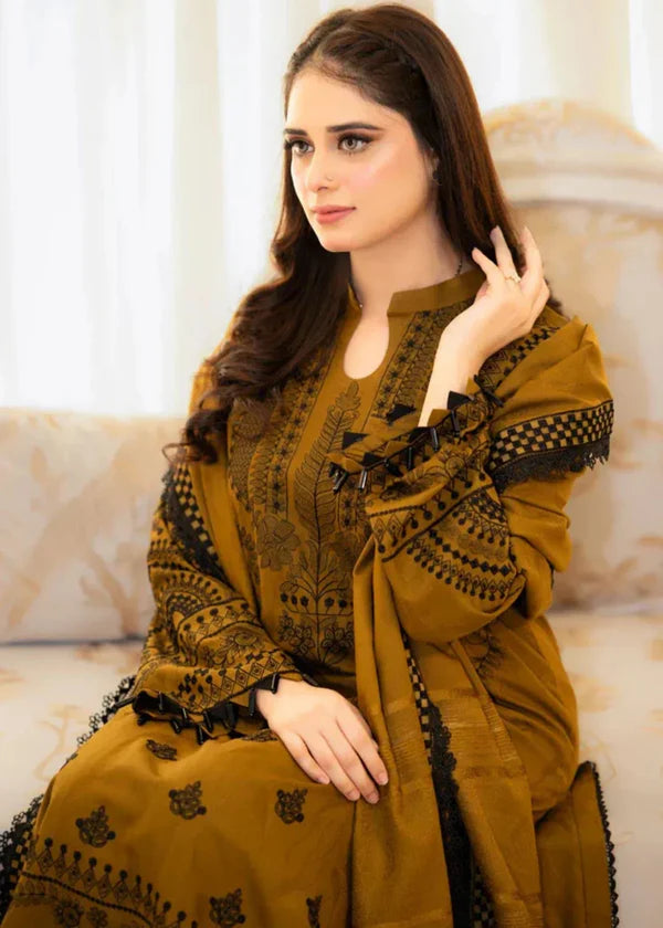 LIBBAS - 3PC Lawn Embroidered Shirt with Chiffon Dupatta (Unstitched) - RN-2423