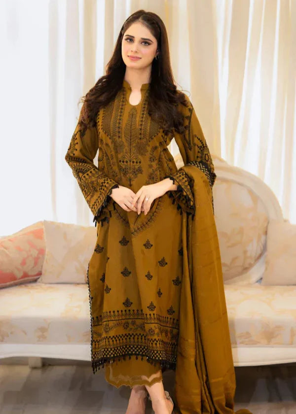 LIBBAS - 3PC Lawn Embroidered Shirt with Chiffon Dupatta (Unstitched) - RN-2423