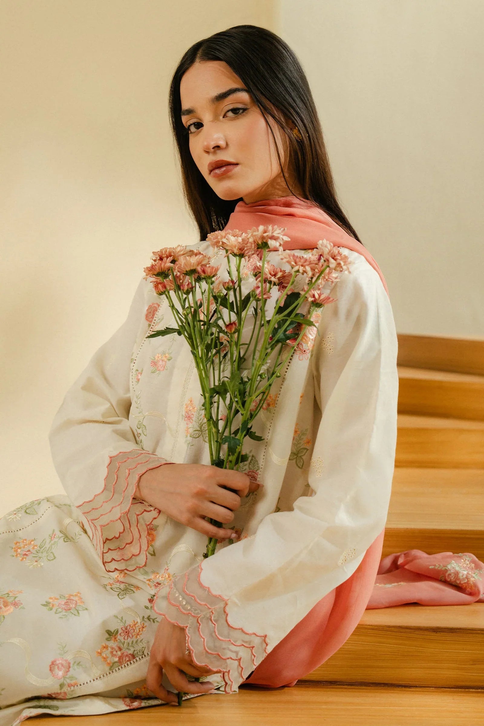 SAPPHIRE-3PC Unstitched Dhanak Embroidered Shirt with Dhanak Embroidered Dupatta and Trouser -DN1820