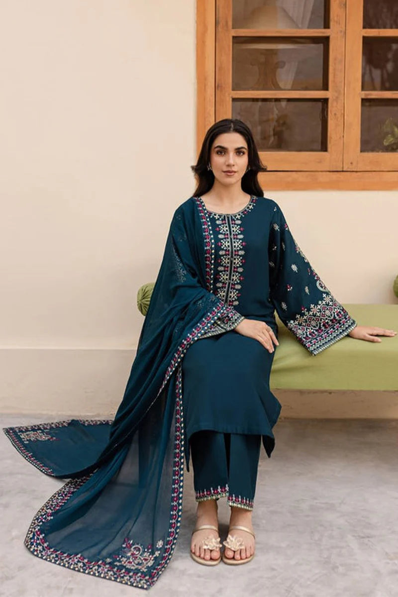 BATIK- 3PC Lawn Embroidered Shirt with Printed Chiffon Dupatta (Unstitched) - RN-2425