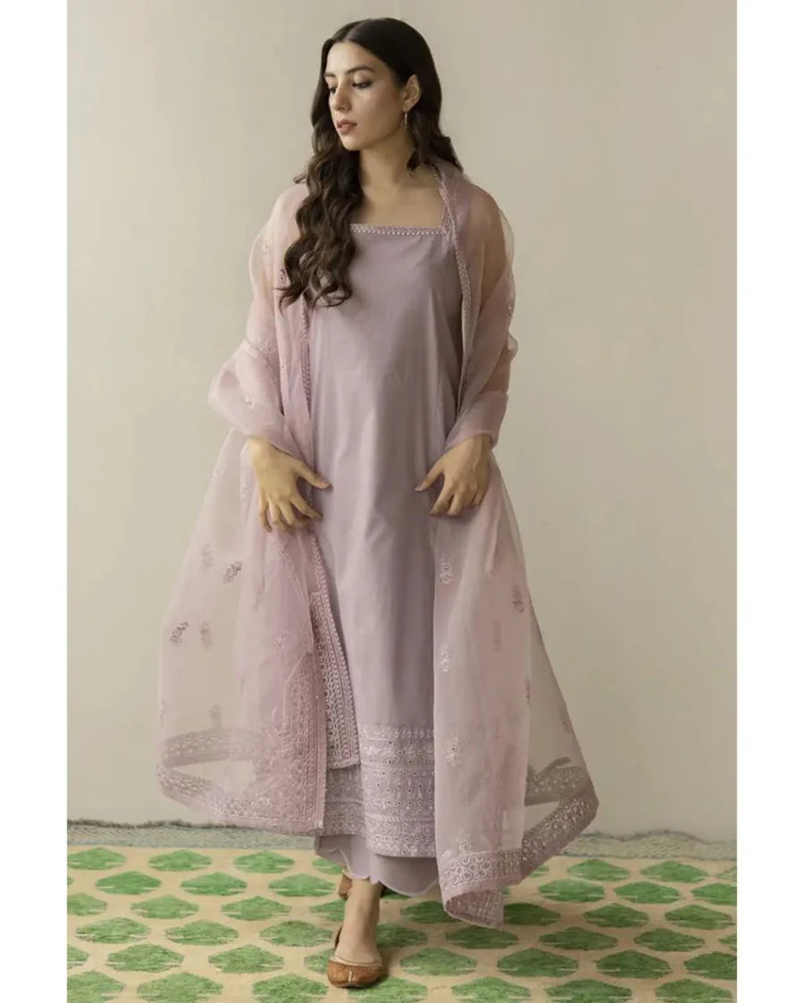 DYOT-3PC Lawn Embroidered Shirt with Dupatta (Unstitched) - RN-2452