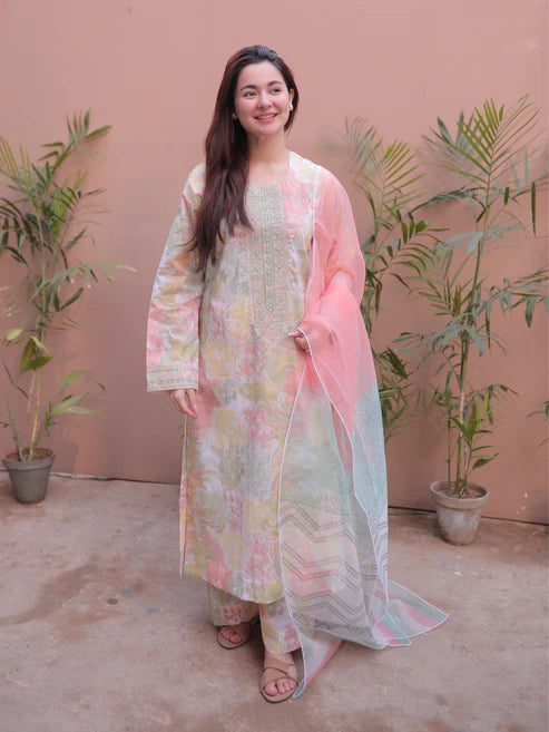 RAINBOW- Unstitched Banadora Shirt with Dupatta and Trouser -DN1850