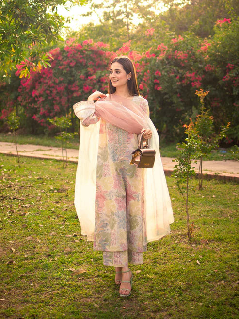 RAINBOW- Unstitched Banadora Shirt with Dupatta and Trouser -DN1850
