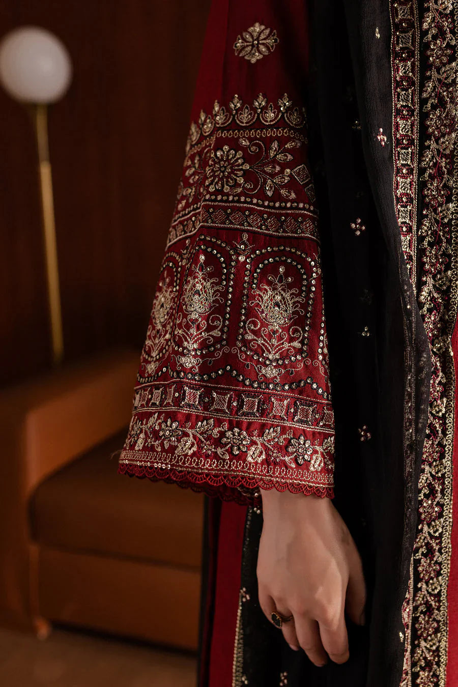 ETHNIC-3PC Unstitched Dhanak Embroidered Shirt with Dhanak Embroidered Dupatta and Trouser -DN1824