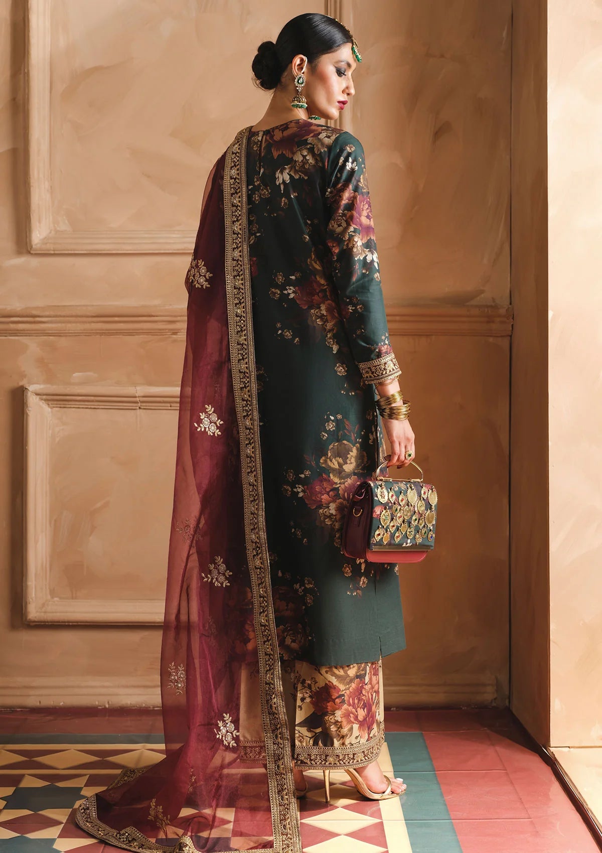 HAMJOLI- 3PC Lawn Shirt with Dupatta and trouser (unstitched) - RN-2462