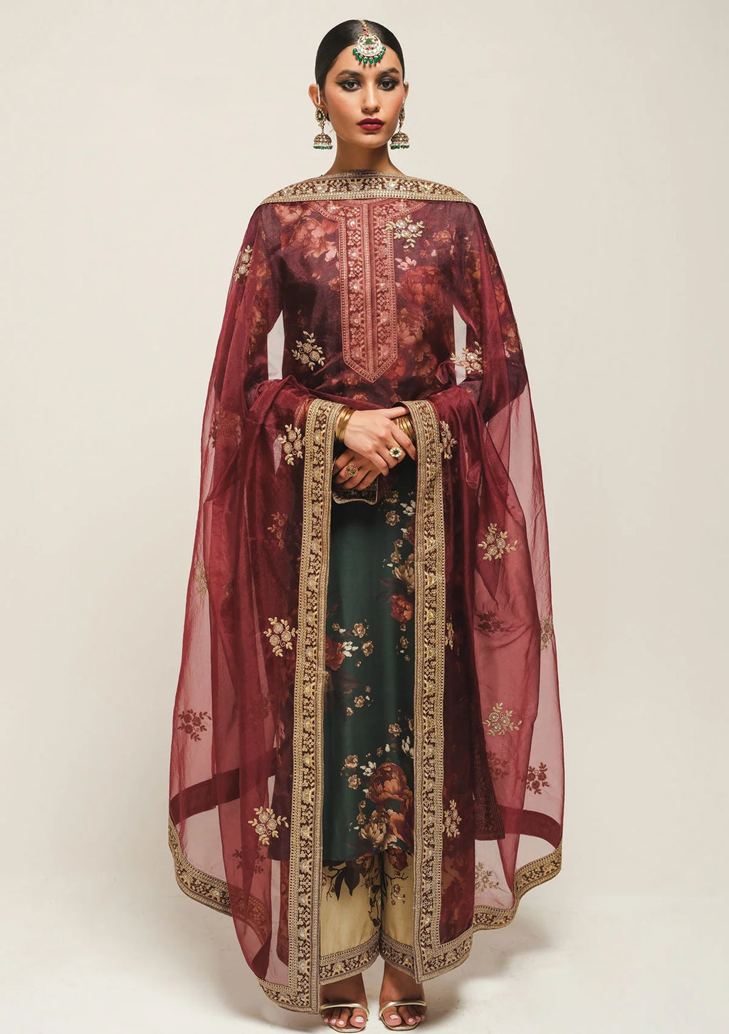 HAMJOLI- 3PC Lawn Shirt with Dupatta and trouser (unstitched) - RN-2462