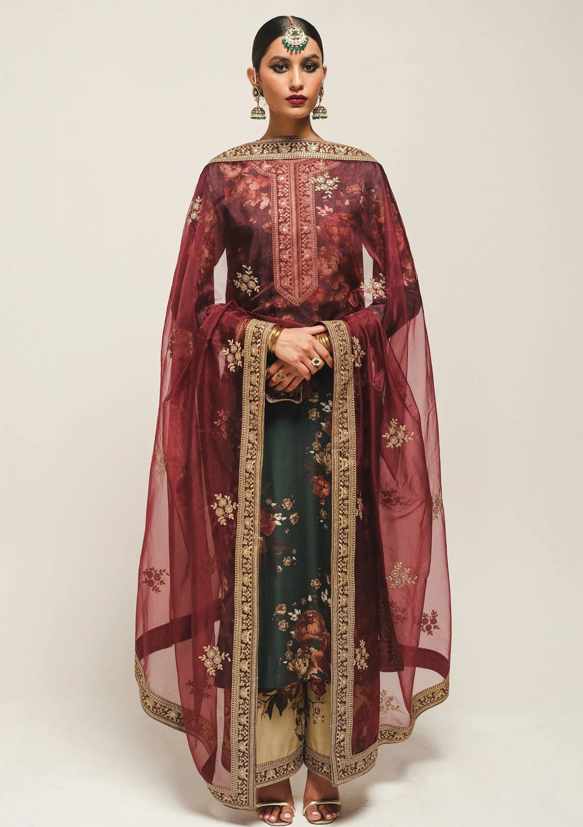 HAMJOLI- 3PC Lawn Shirt with Dupatta and trouser (unstitched) - RN-2462