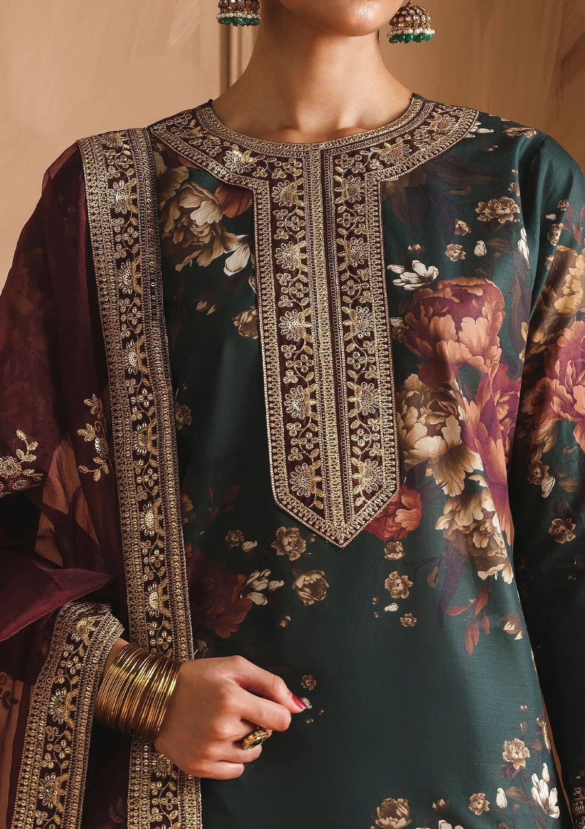 HAMJOLI- 3PC Lawn Shirt with Dupatta and trouser (unstitched) - RN-2462