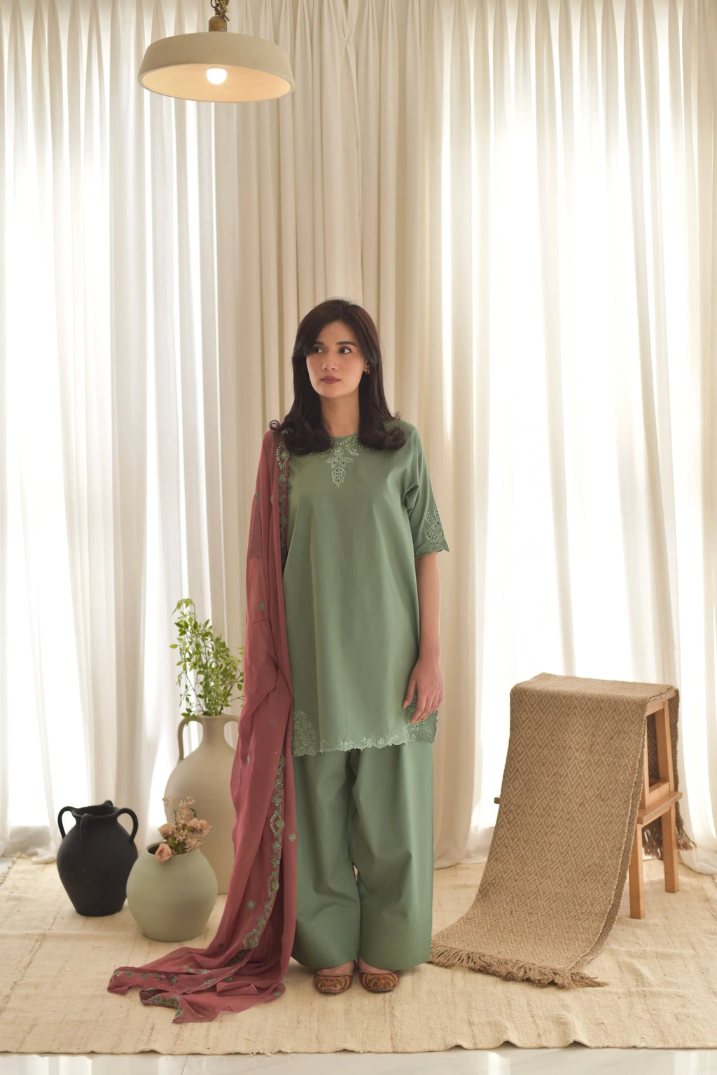 HOORIYA-3PC Lawn Embroidered Shirt with Dupatta (Unstitched) - RN-2461