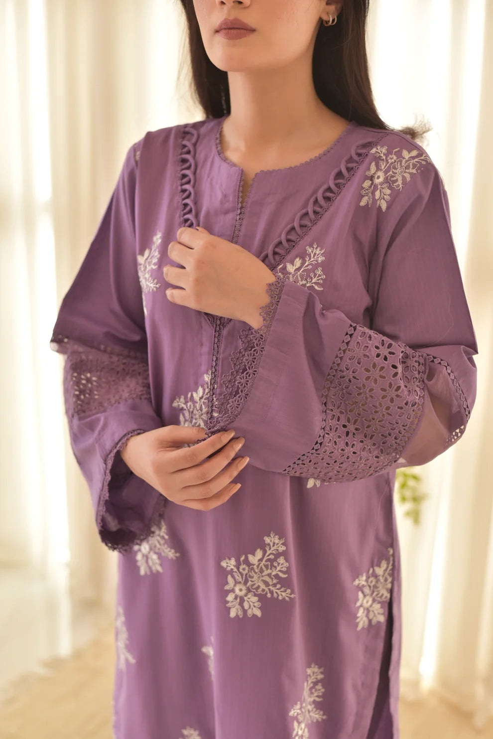 HORIYA- 3PC Lawn Embroidered Shirt with Dupatta (Unstitched) - RN-2449