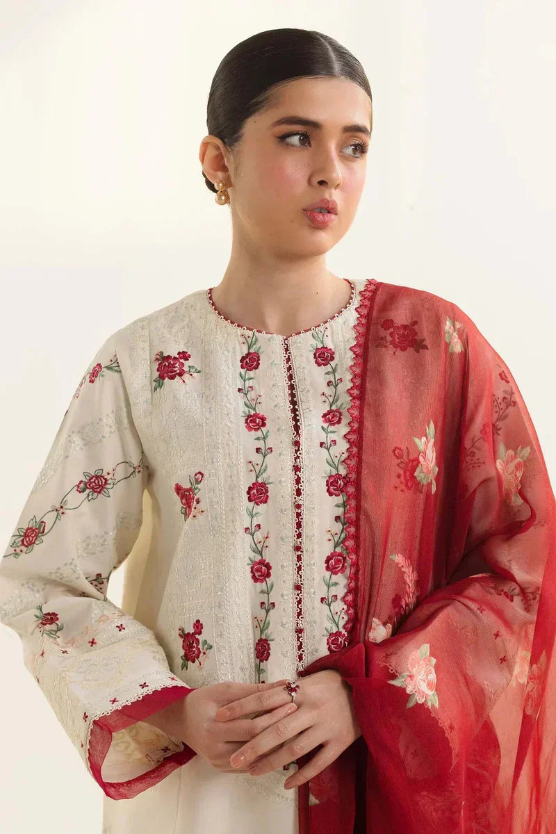 SAPPHIRE - 3PC Lawn Embroidered Shirt with Printed Chiffon Dupatta (Unstitched) - RN-2437