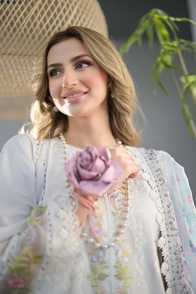 ANEELAS- 3PC Lawn Embroidered Shirt with Printed Chiffon Dupatta (Unstitched) - RN-2429