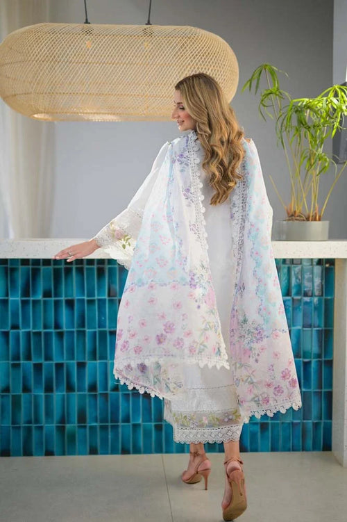 ANEELAS- 3PC Lawn Embroidered Shirt with Printed Chiffon Dupatta (Unstitched) - RN-2429