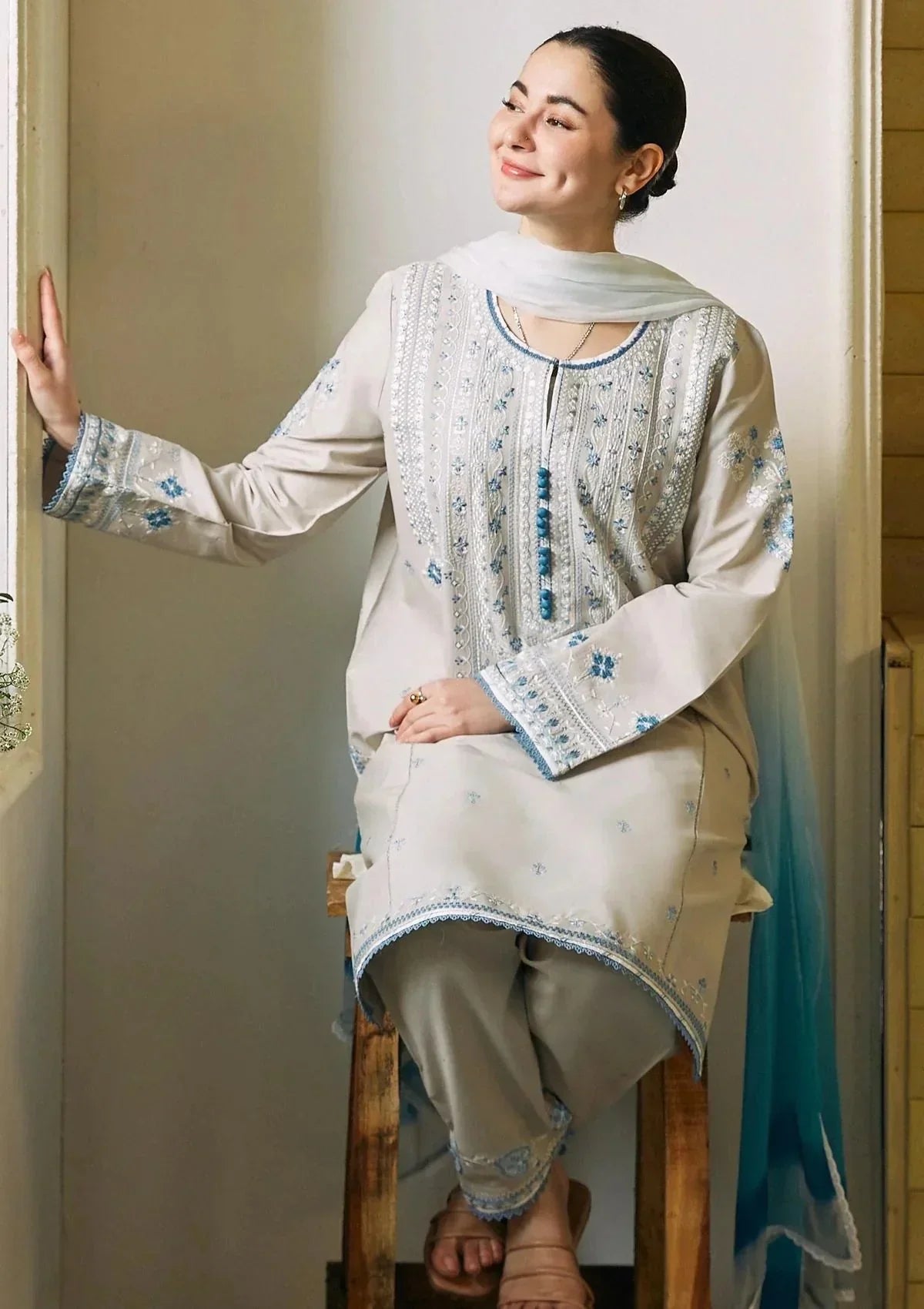 ZARA SHAHJAHAN COCO - 3PC Lawn Embroidered Shirt with Printed Chiffon Dupatta (Unstitched) - RN-2427
