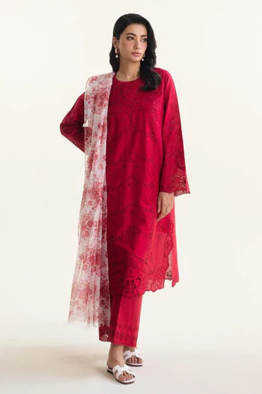 SAPPHIRE- 3PC Lawn Embroidered Shirt with Printed Chiffon Dupatta (Unstitched) - RN-2433