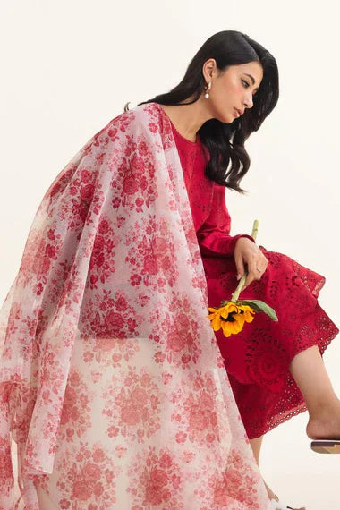 SAPPHIRE- 3PC Lawn Embroidered Shirt with Printed Chiffon Dupatta (Unstitched) - RN-2433