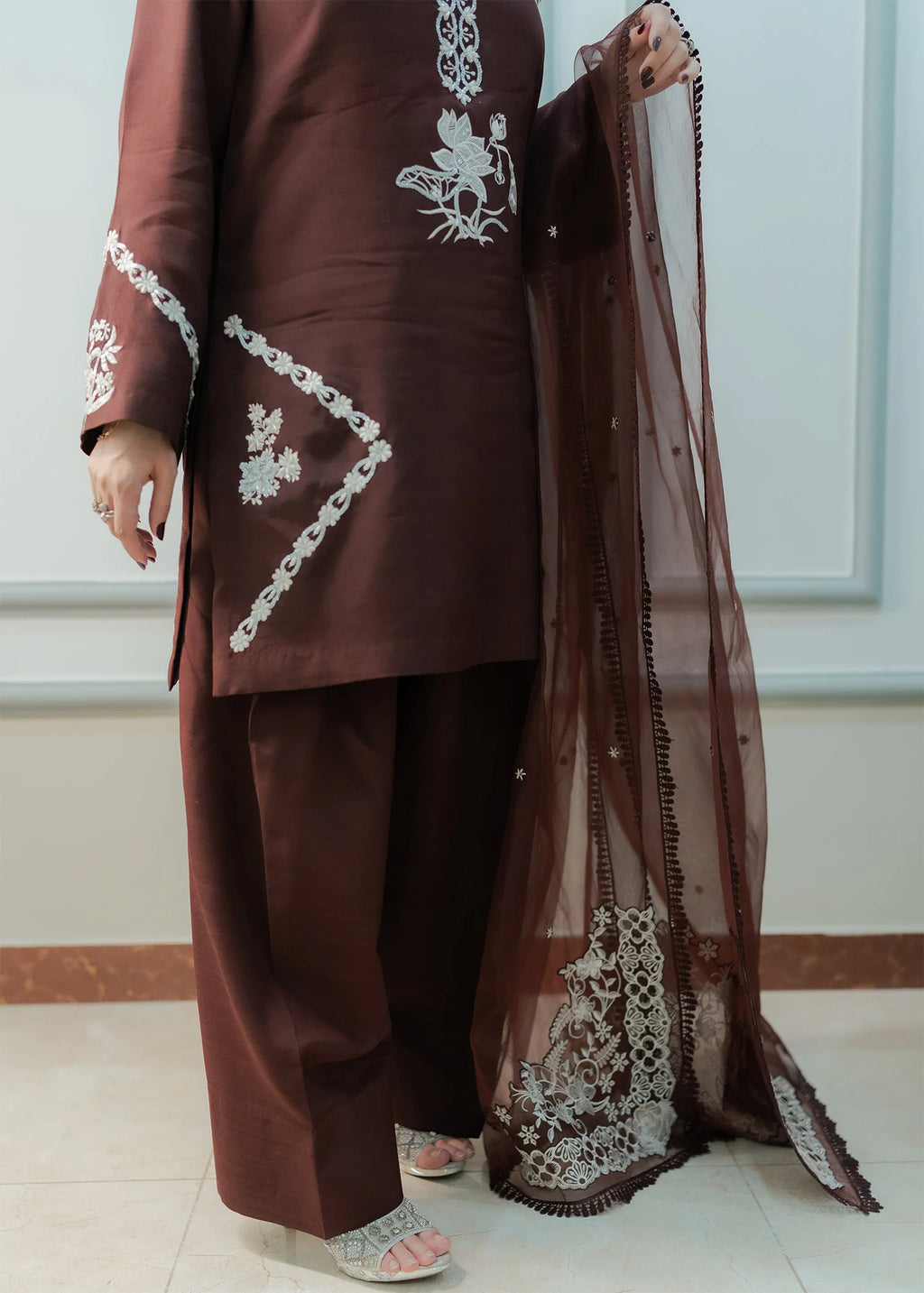 FOZIA KHALID- 3PC Lawn Embroidered Shirt with Printed Dupatta (Unstitched) - RN-2448