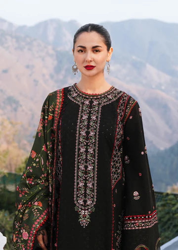 QALAMKAR- 3PC Lawn Embroidered Shirt with Chiffon Dupatta (Unstitched) - RN-2442