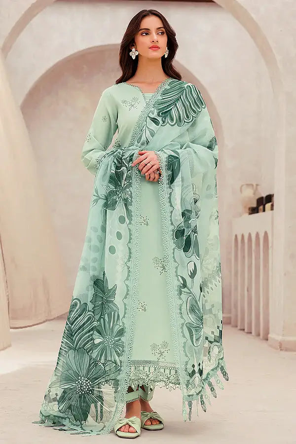 SAPPHIRE - 3PC Lawn Embroidered Shirt with Printed Chiffon Dupatta (Unstitched) - RN-2418