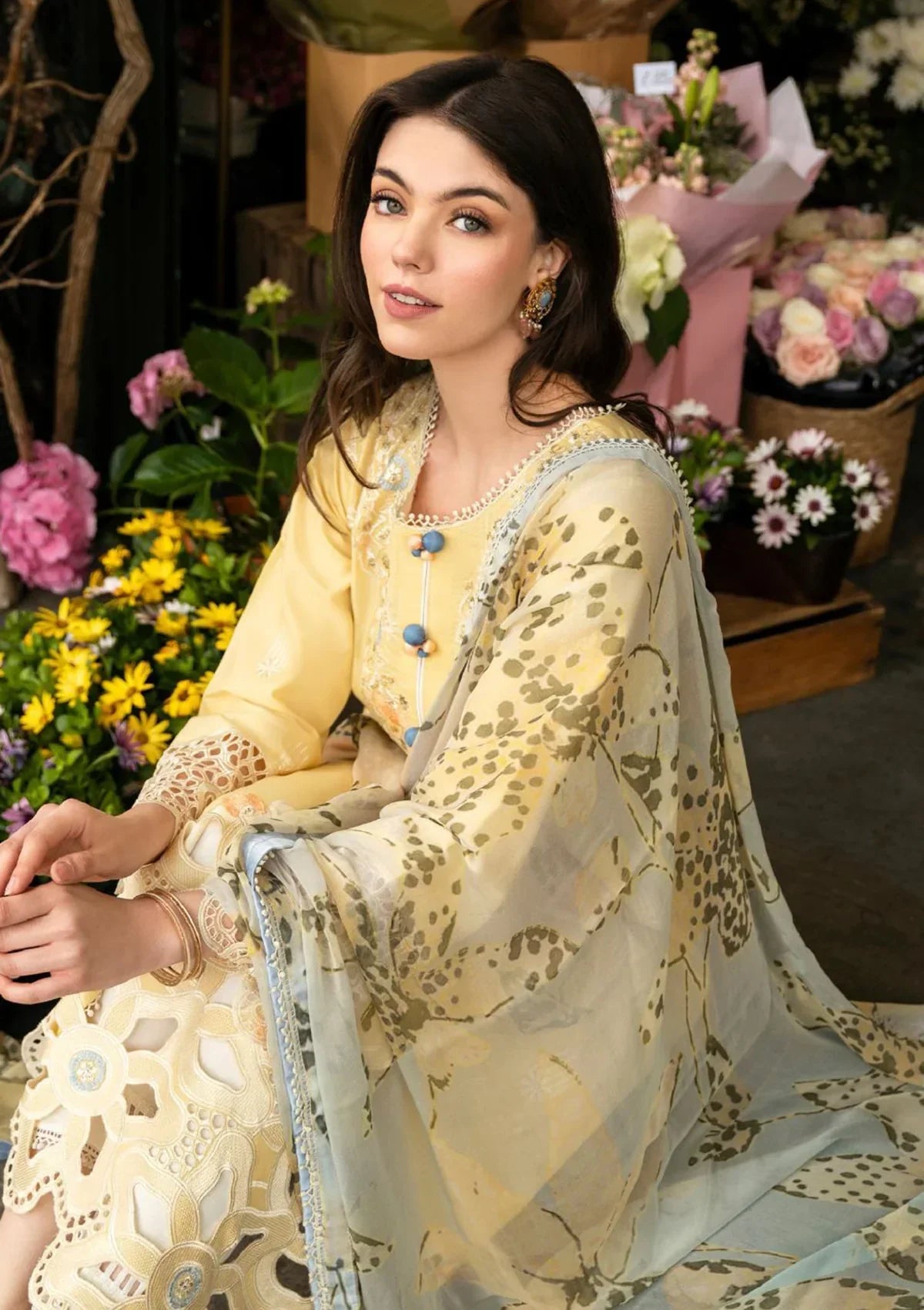 MARIA B - 3PC Lawn Embroidered Shirt with Printed Chiffon Dupatta (Unstitched) - RN-2425