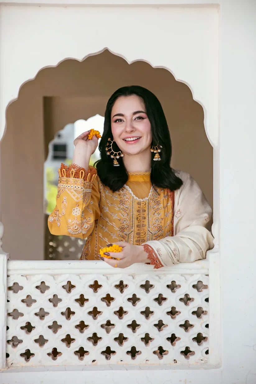 HUSSAIN REHAR-3PC Unstitched Dhanak Embroidered Shirt with Dhanak Embroidered Dupatta and Trouser -DN1816