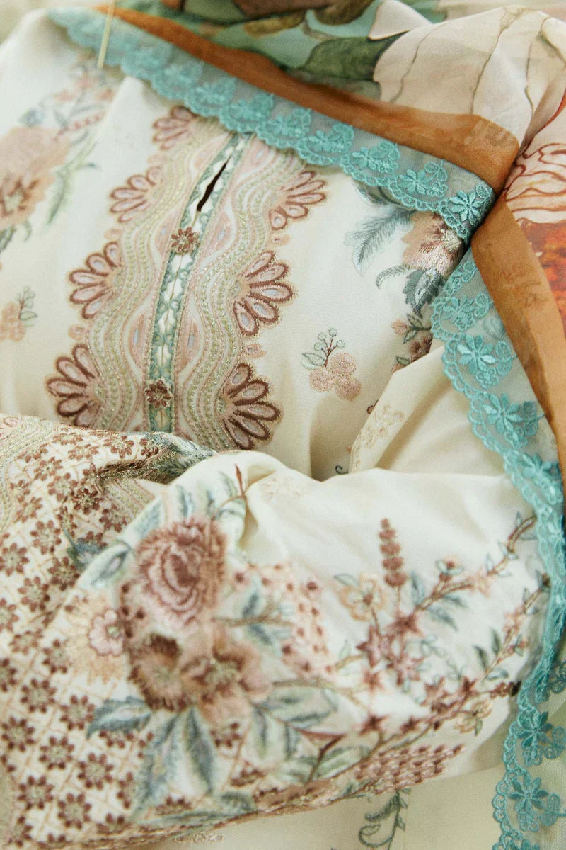 ZARA SHAHJAHAN - 3PC Lawn Embroidered Shirt with Printed Chiffon Dupatta (Unstitched) - RN-2432