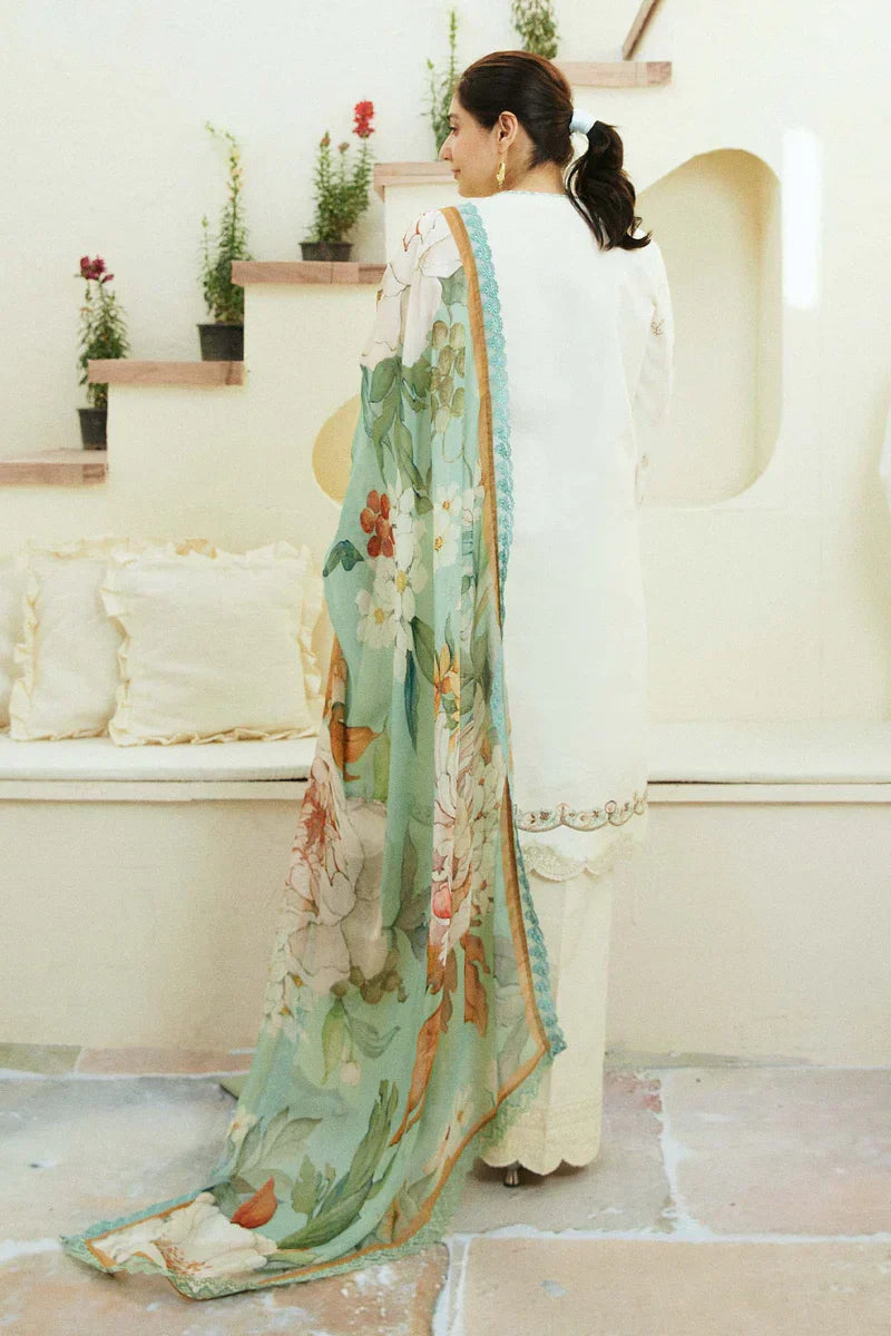 ZARA SHAHJAHAN - 3PC Lawn Embroidered Shirt with Printed Chiffon Dupatta (Unstitched) - RN-2432