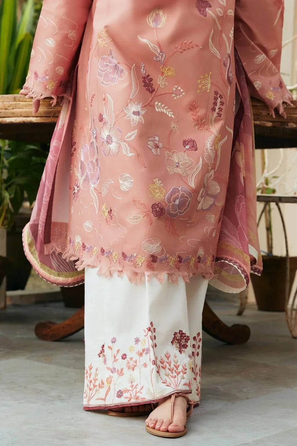 ETHNIC - 3PC Lawn Embroidered Shirt with Printed Chiffon Dupatta (Unstitched) - RN-2422