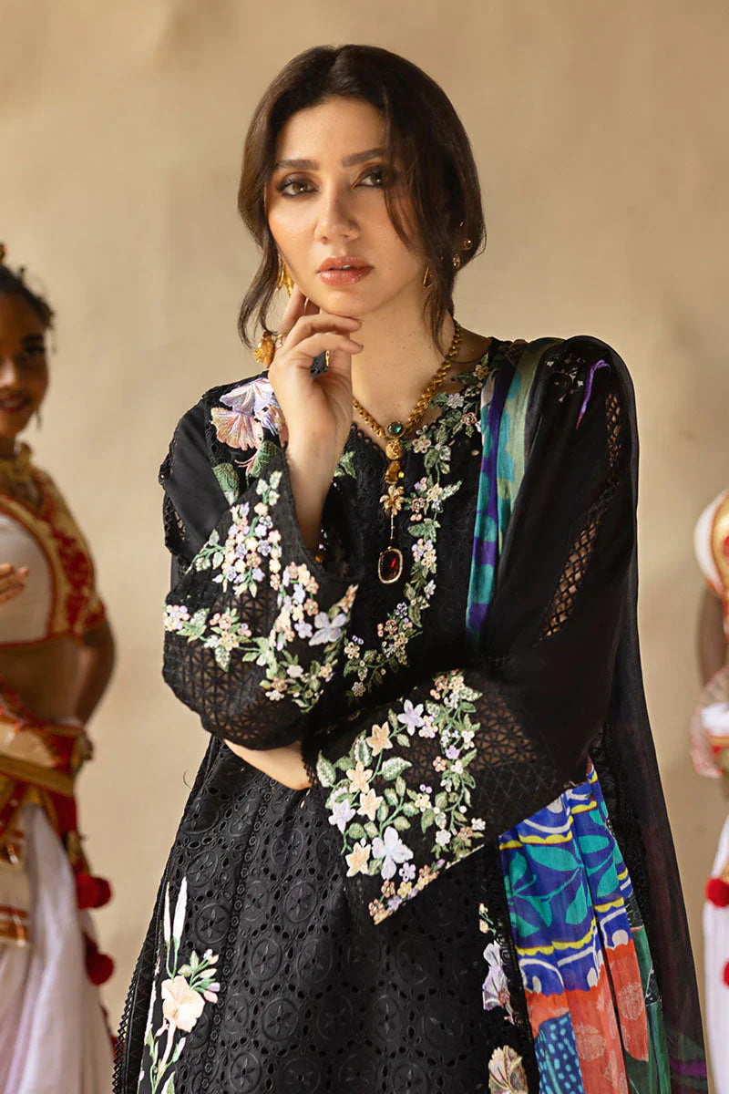 ETHNIC-3PC Unstitched Dhanak Embroidered Shirt with Dhanak Embroidered Dupatta and Trouser -DN1812