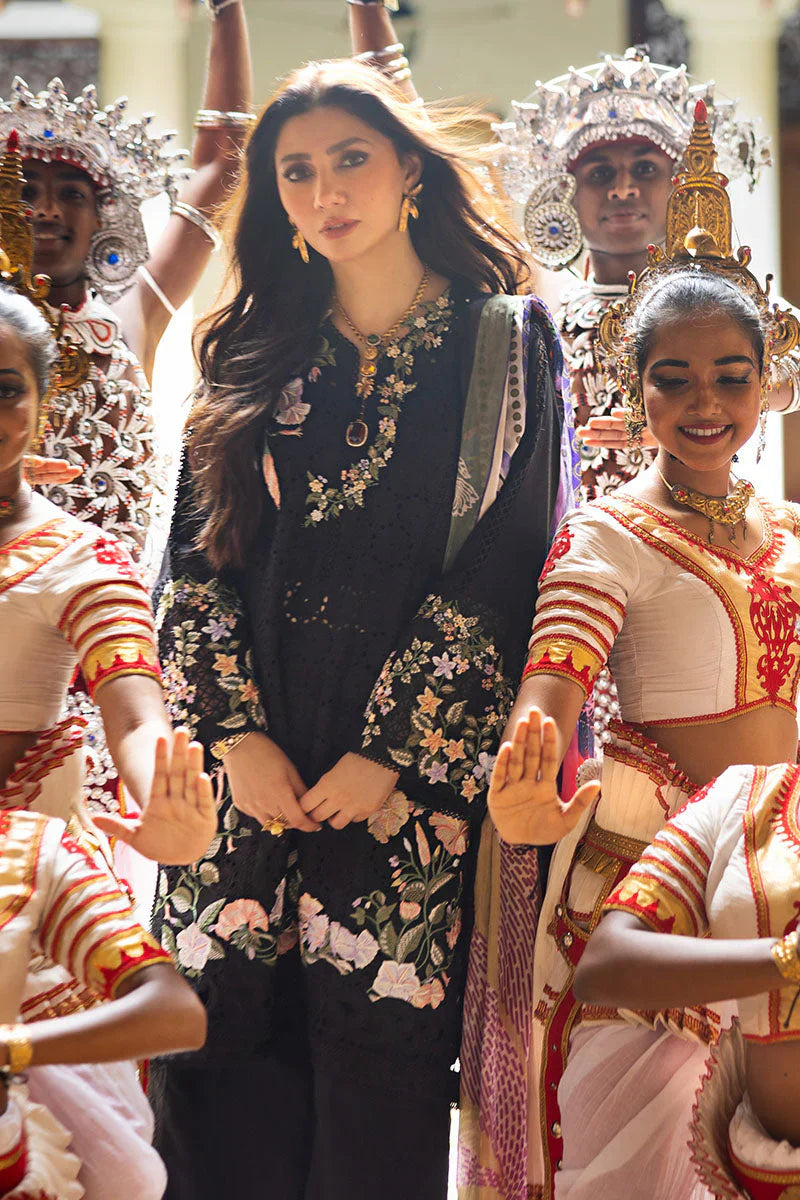 ETHNIC-3PC Unstitched Dhanak Embroidered Shirt with Dhanak Embroidered Dupatta and Trouser -DN1812