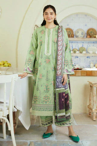COCO ZARA SHAHJAHAN - 3PC Lawn Embroidered Shirt with Printed Chiffon Dupatta (Unstitched) - RN-2434