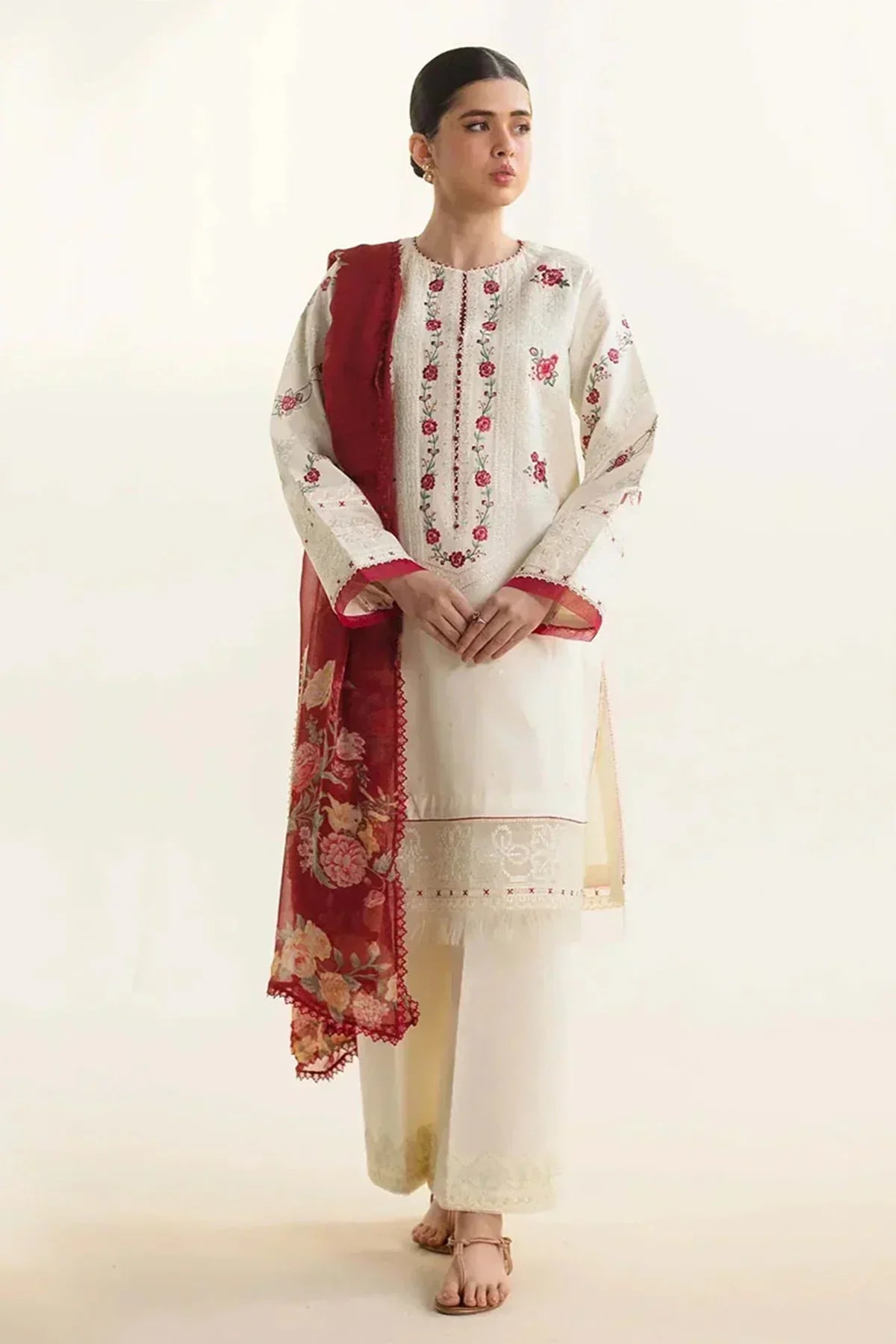 SAPPHIRE - 3PC Lawn Embroidered Shirt with Printed Chiffon Dupatta (Unstitched) - RN-2437