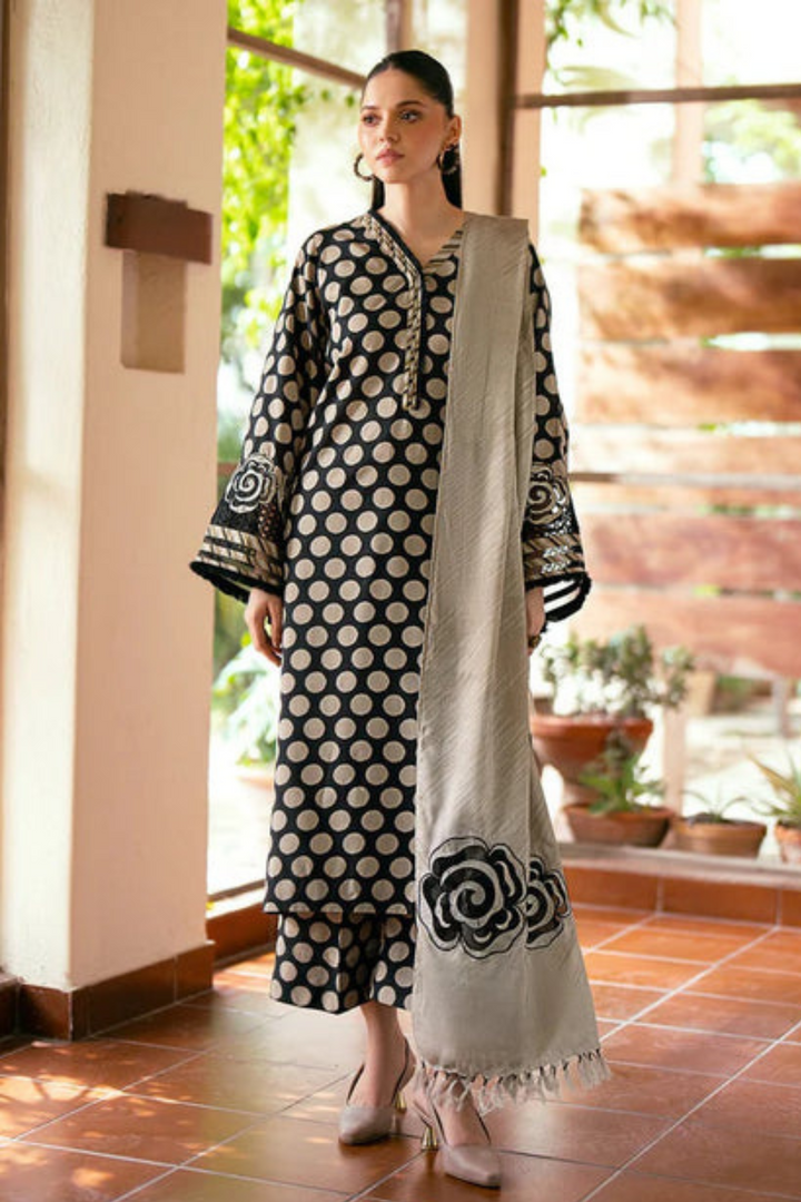BAROQUE-3PC Lawn Embroidered Shirt with Dupatta (Unstitched) - RN-2455