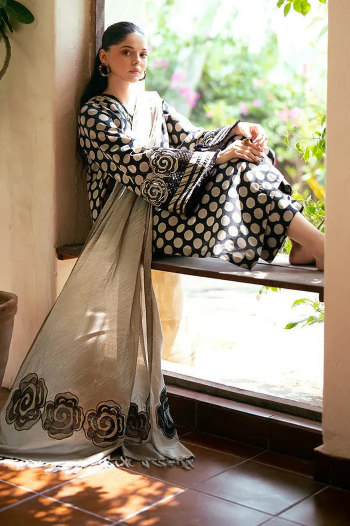 BAROQUE-3PC Lawn Embroidered Shirt with Dupatta (Unstitched) - RN-2455