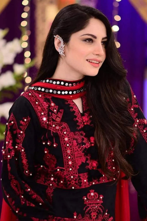 ASIM JOFA- 3PC Lawn Embroidered Shirt with Printed Chiffon Dupatta (Unstitched) - RN-2430