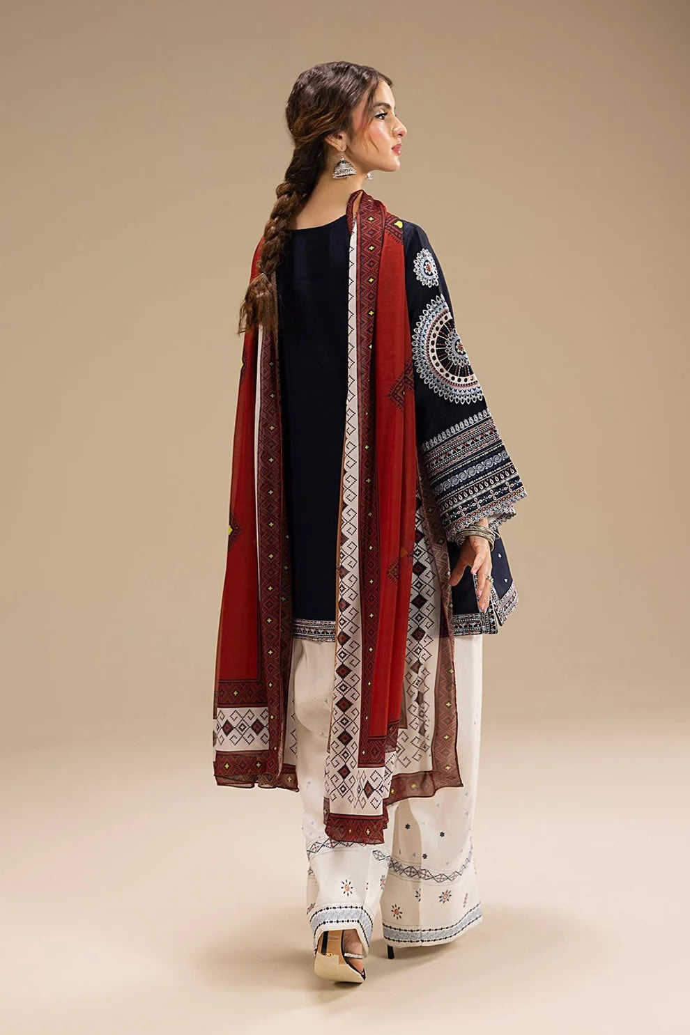 JAZMIN- 3PC Lawn Embroidered Shirt with Printed Chiffon Dupatta (Unstitched) - RN-2427