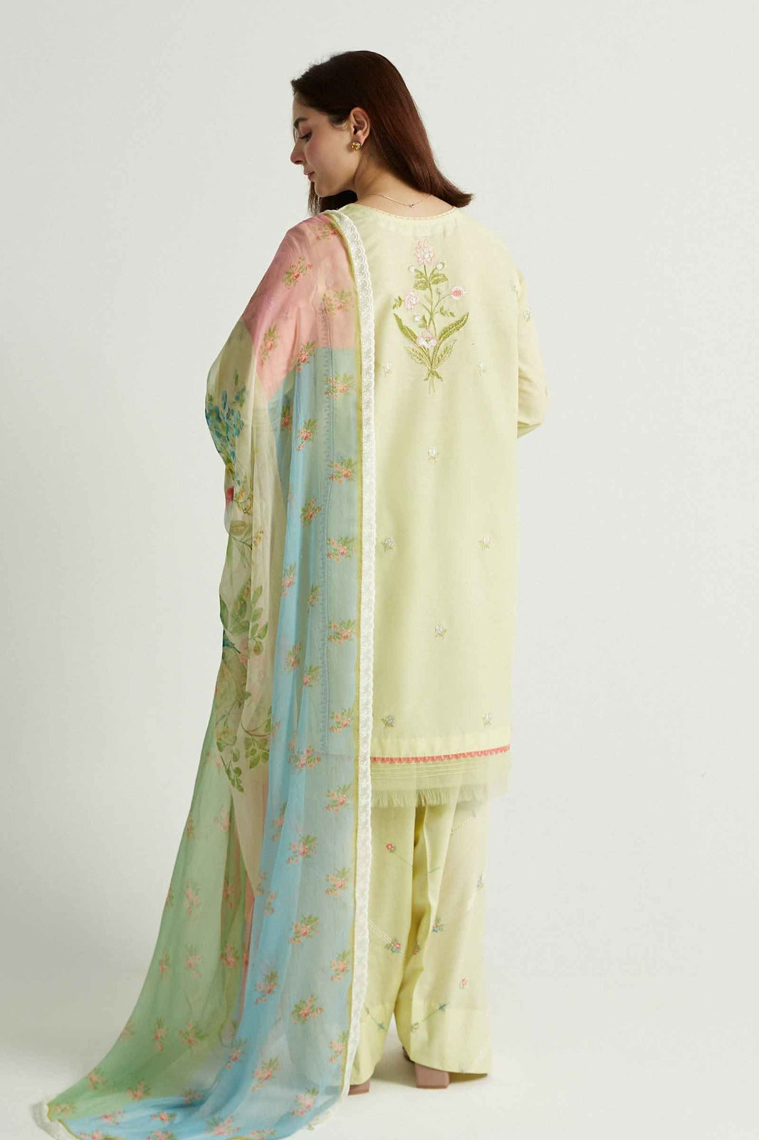 COCO - 3PC Lawn Embroidered Shirt with Printed Chiffon Dupatta (Unstitched) - RN-2420